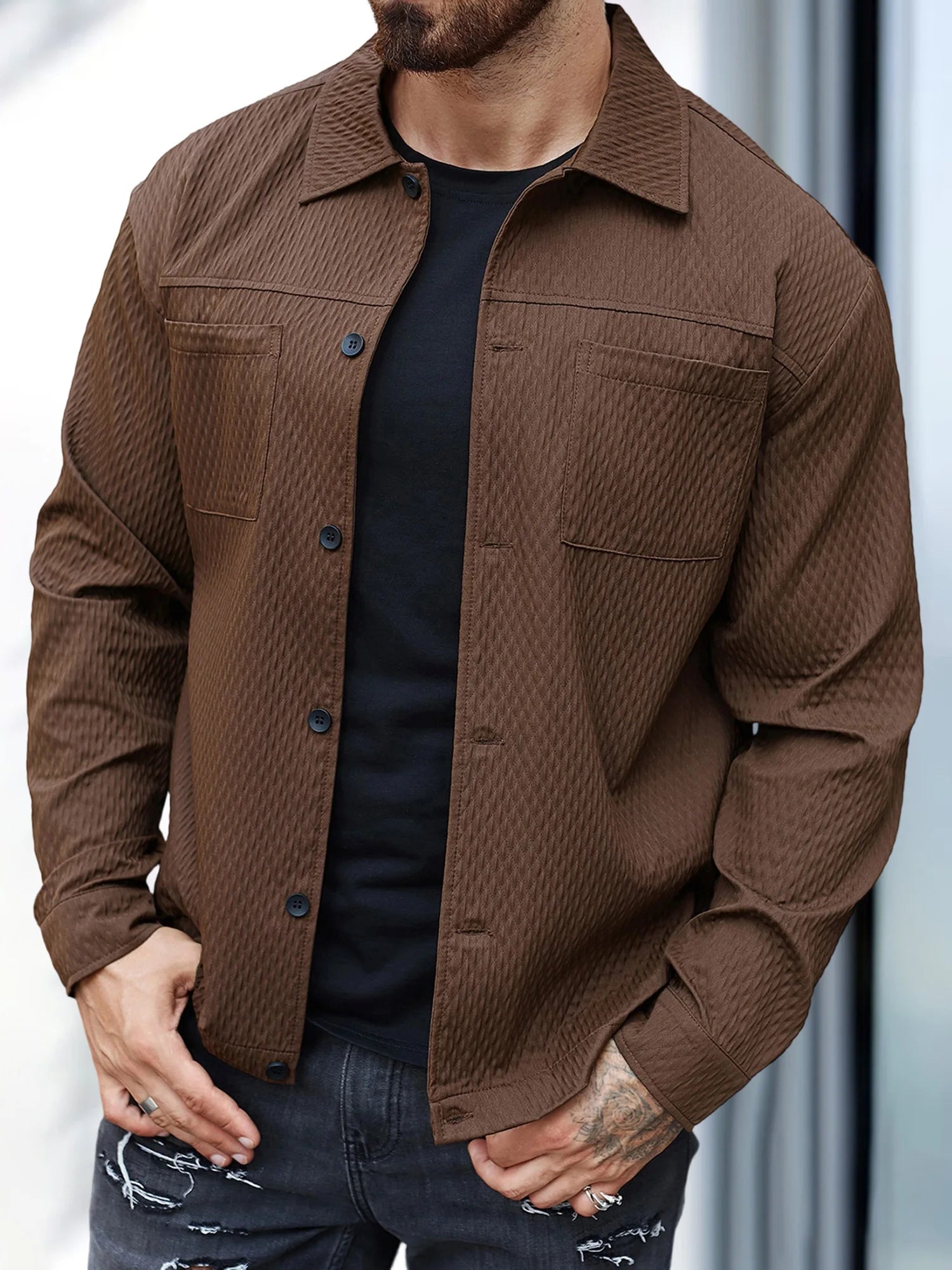 Casual Button-Up Shirt Jacket